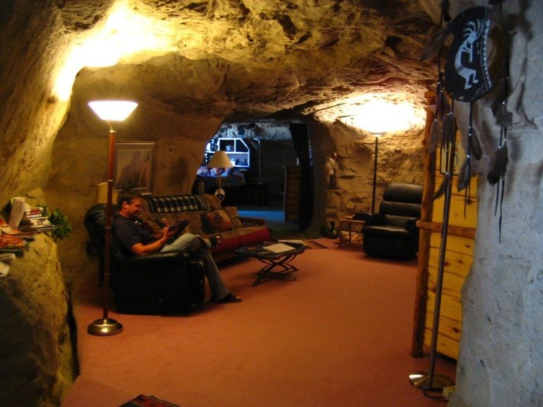 A literal man cave.