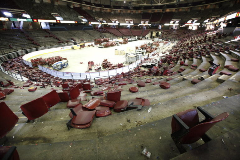 Before it was torn down, the seats were removed from the Spectrum Arena and sold off for $395/pair by a New Jersey businessman.